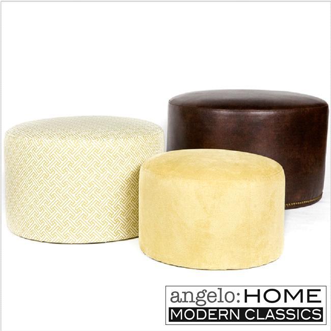   Round Ottomans Coffee Brown Renu Leather (Set of 3)  