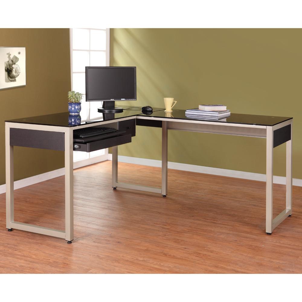 Allaire Tempered Glass Black Computer Desk