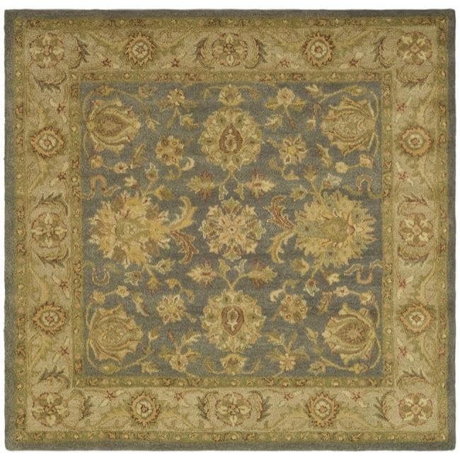 Handmade Antiquities Jewel Grey Blue/ Beige Wool Rug (8 Square)