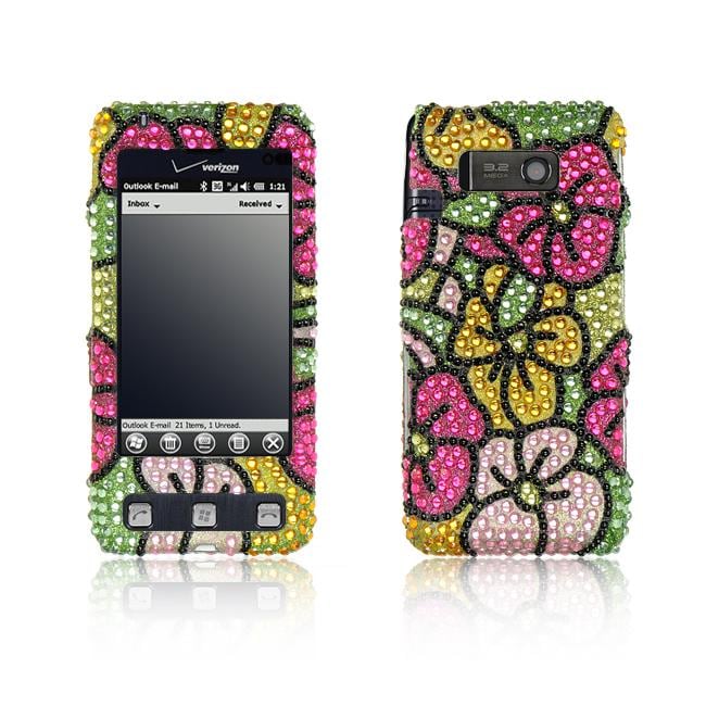 LG Fathom VS750 Hawaii Flower Design Rhinestone Case  