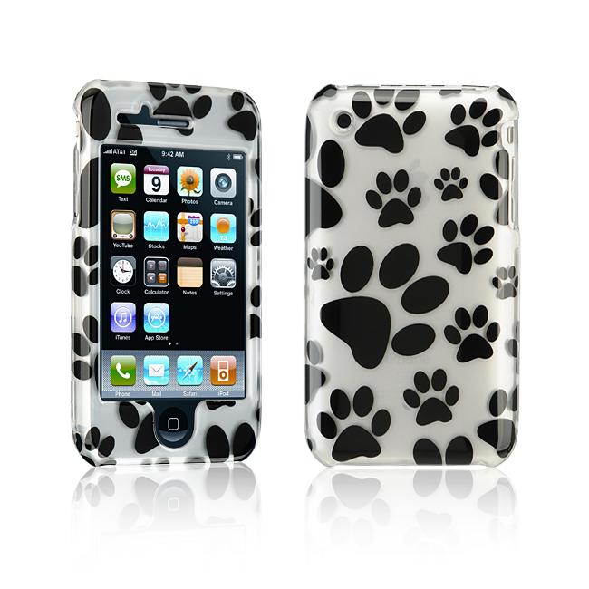 Luxmo Apple iPhone 3G/ 3GS White Dog Paws Design Crystal Case