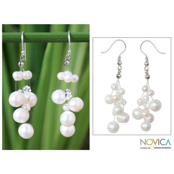 Handmade Sterling Silver 'Sugar Candy' Pearl Earrings (3.59.5 mm