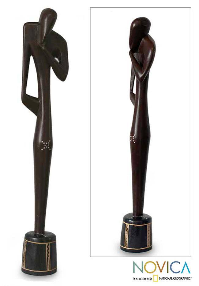 Sese Wood 'Thinking Shadow' Sculpture (Ghana)