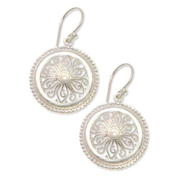 NOVICA Paradise Bloom Handmade Balinese Vintage Women's Fashion Accessory Sterling Silver Floral Dangle Jewelry Earrings