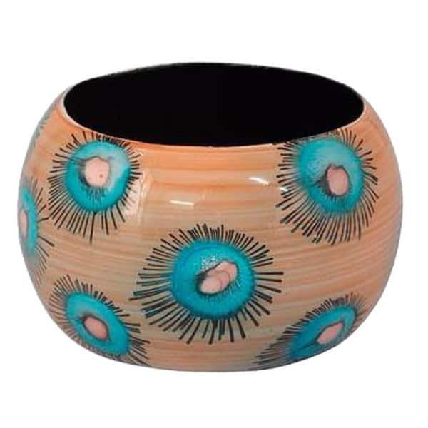 NOVICA Handmade Poplar Wood 'Blue Anemone' Bangle Bracelet (India) - 7'6" x 9'6"