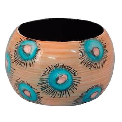 NOVICA Handmade Poplar Wood 'Blue Anemone' Bangle Bracelet (India) - 7'6" x 9'6"