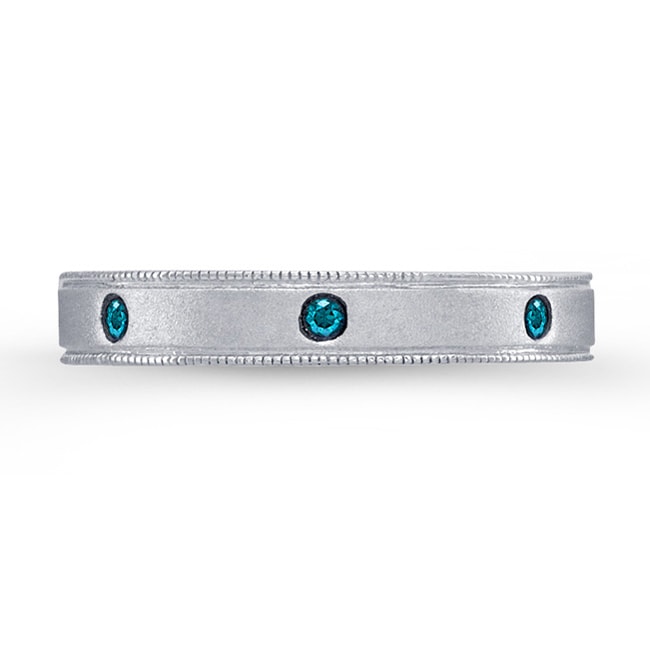 Victoria Kay Sterling Silver 1/8ct TDW Blue Diamond Men's Eternity Ring (size 10.5)