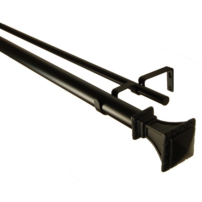 Trumpeted Square Antique Silver Double Curtain Rod 48-86