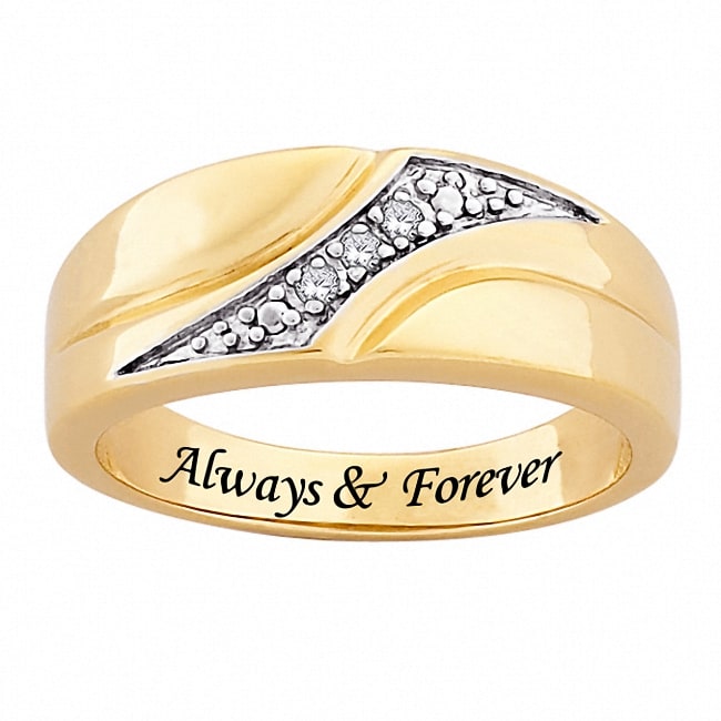 14k Gold Plated Diamond 'Always & Forever' Engraved Ring - Free ...