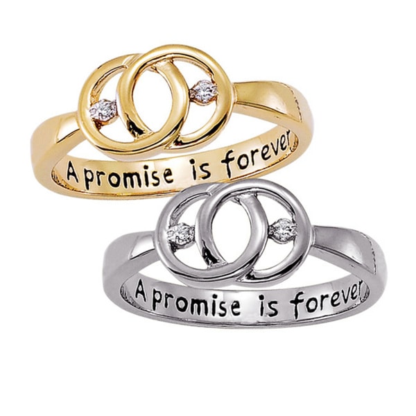 Sterling Silver 'A Promise is Forever' Engraved Diamond Promise Ring