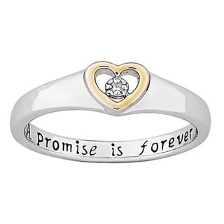 Shop Sterling Silver 'A Promise is Forever' Diamond Heart Promise Ring ...