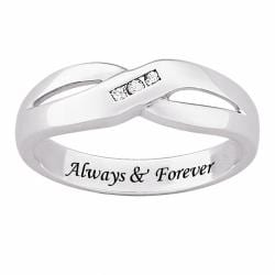 Shop Sterling Silver Engraved 'Always & Forever' Diamond Ring - Free ...