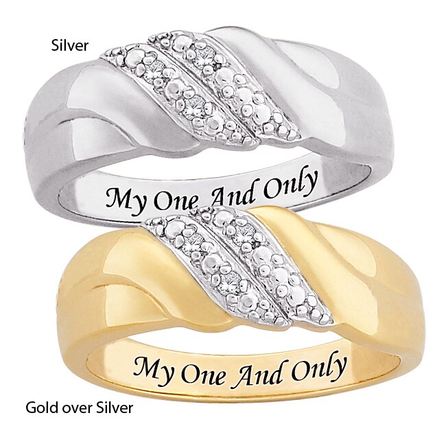 Sterling Silver Diamond Accent Engraved 'My One and Only' Swirl Ring