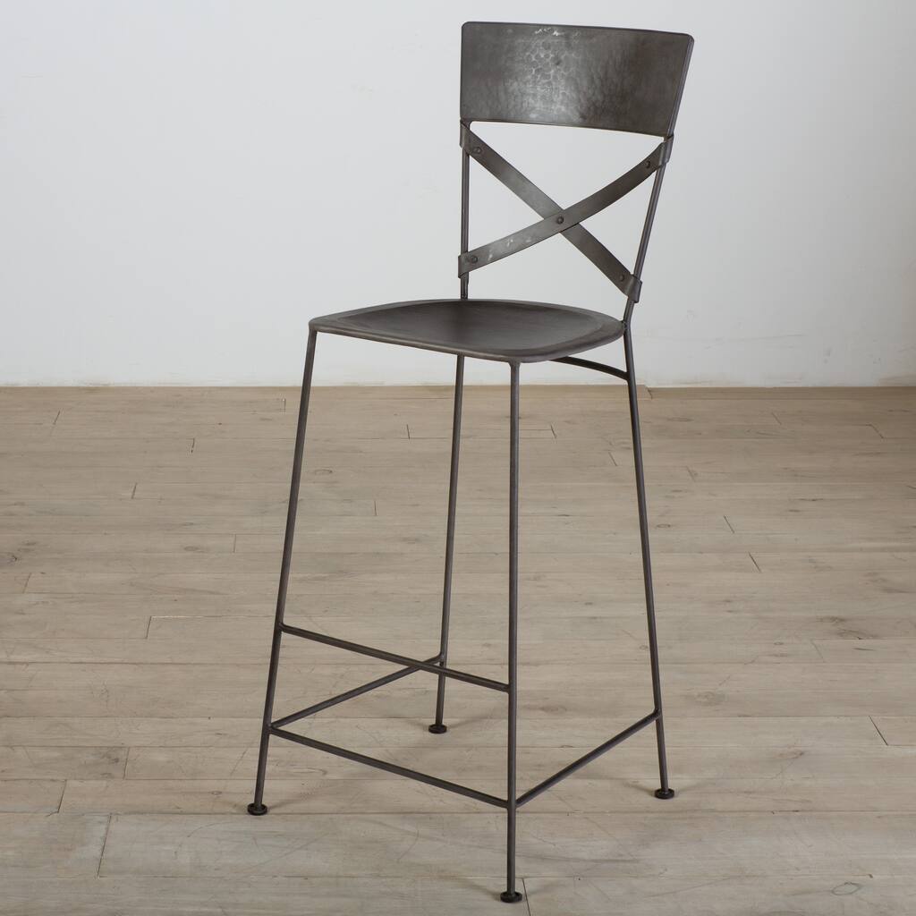 Handmade X-Back Zinc Bar Stool (India)