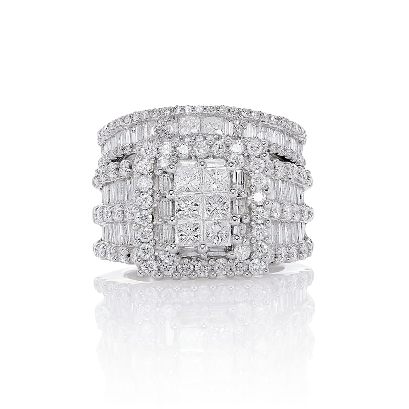 Kobelli 2.8 Carats Natural Diamond 14k Solid White Square Cluster Halo Gwen 2pc Bridal Set
