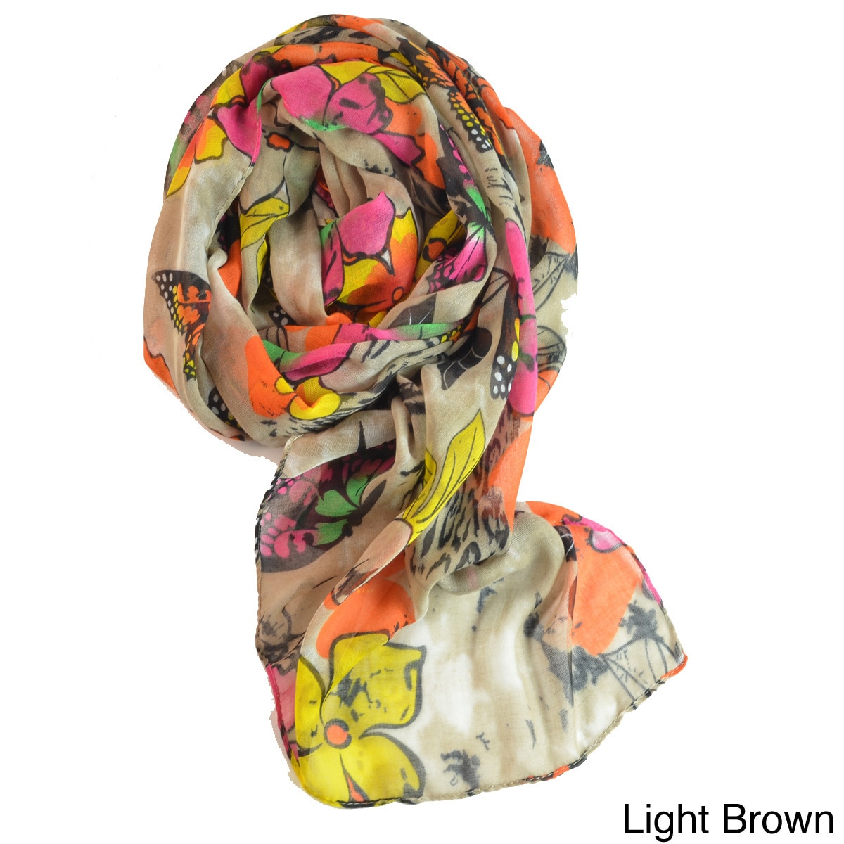 La77 Womens Butterfly And Floral print Scarf