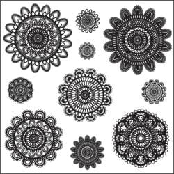 Clear Photopolymer Stamps 4"X4" Doilies 10 Images Clear & Cling Stamps