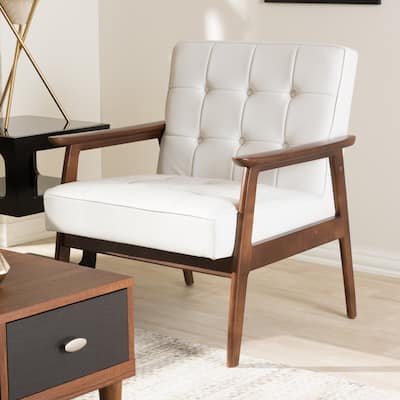 Stratham White Mid-century Modern Club Chair