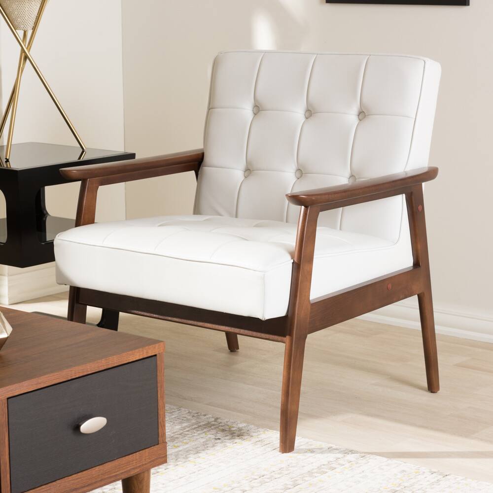 Stratham White Mid-century Modern Club Chair