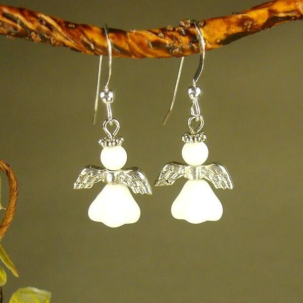 Handmade silver angel earrings