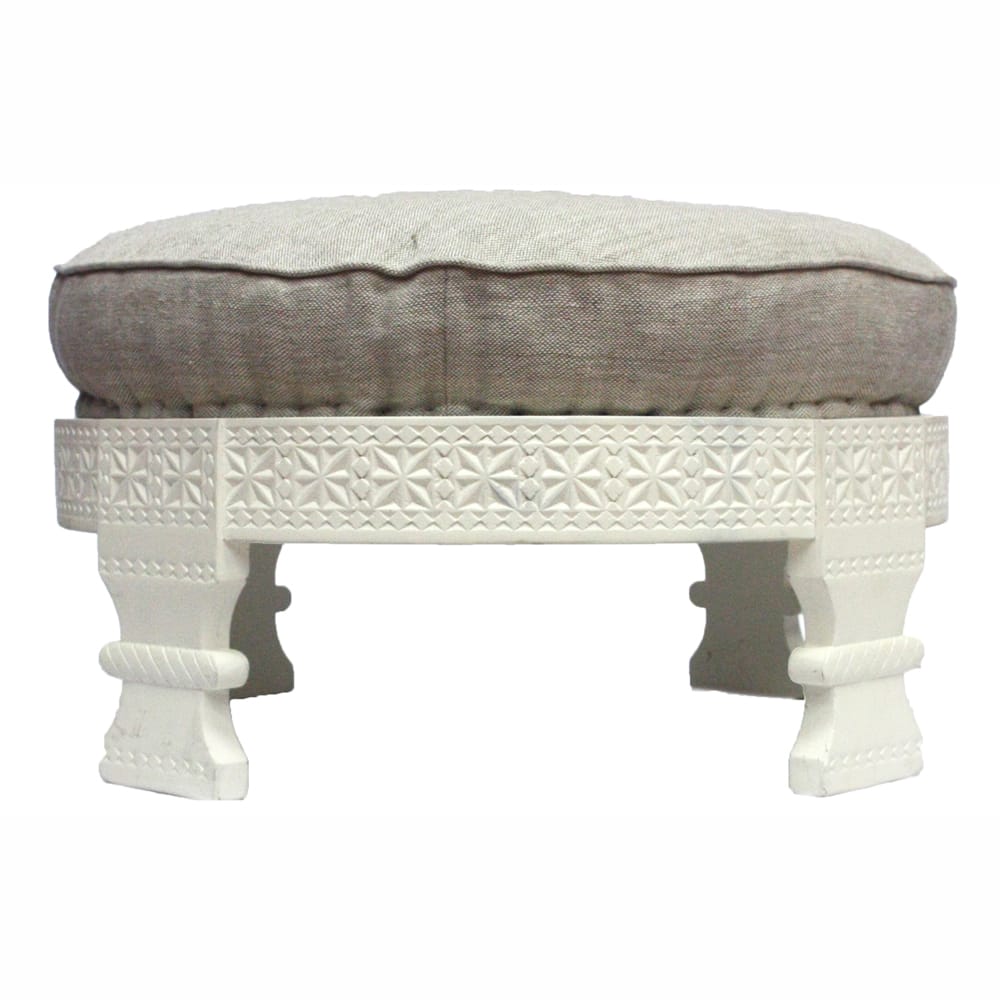 nuLOOM Handmade Chakki Grey Ottoman