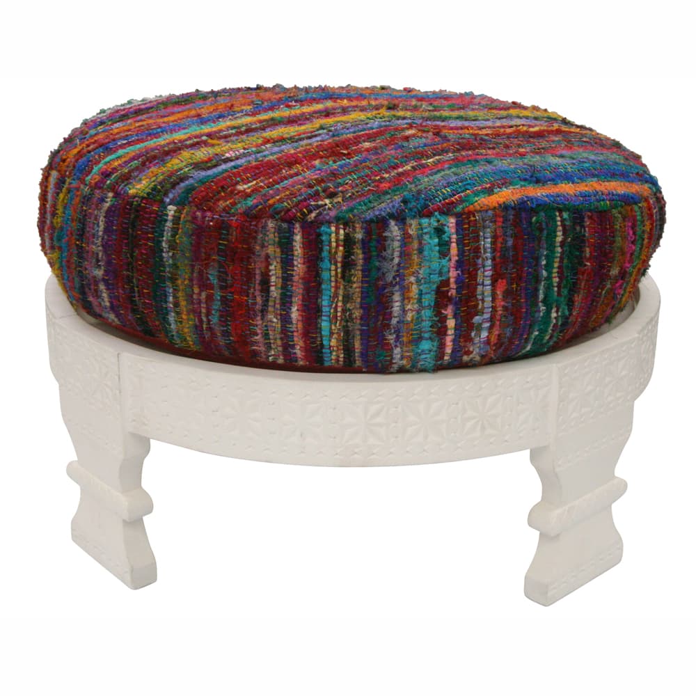nuLOOM Handmade Chakki Sari Silk Multi Ottoman
