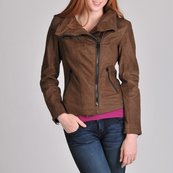 Buffalo Women's Asymmetrical Zip Leather Jacket - Free Shipping Today ...