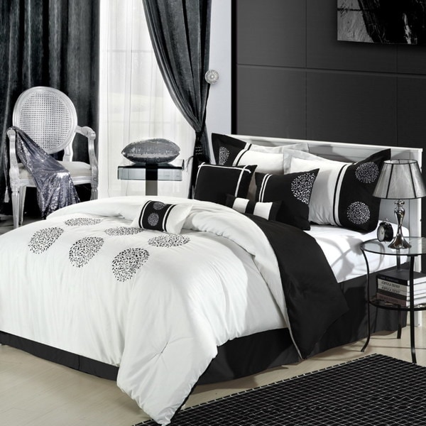 Willow Black and White 8 piece Comforter Set