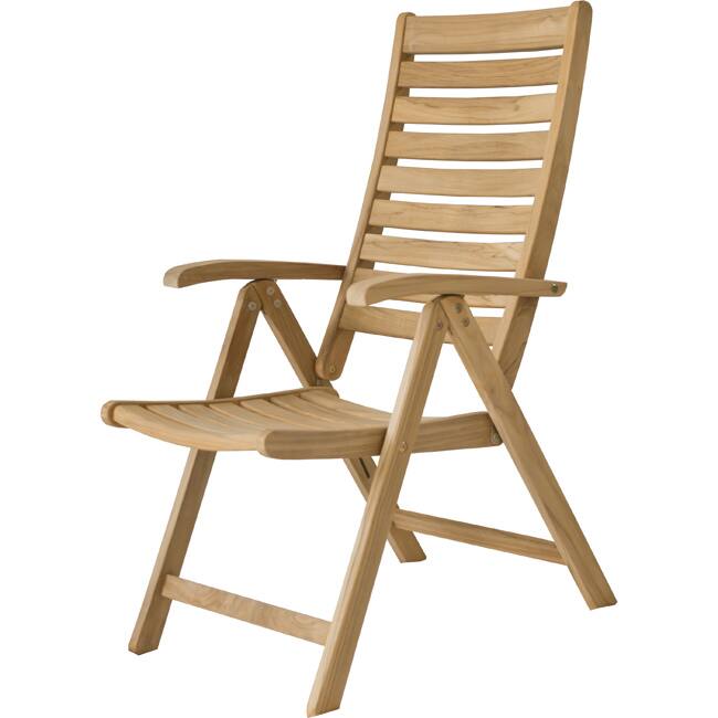 Reclining Natural Solid Teak Outdoor Dining Chair