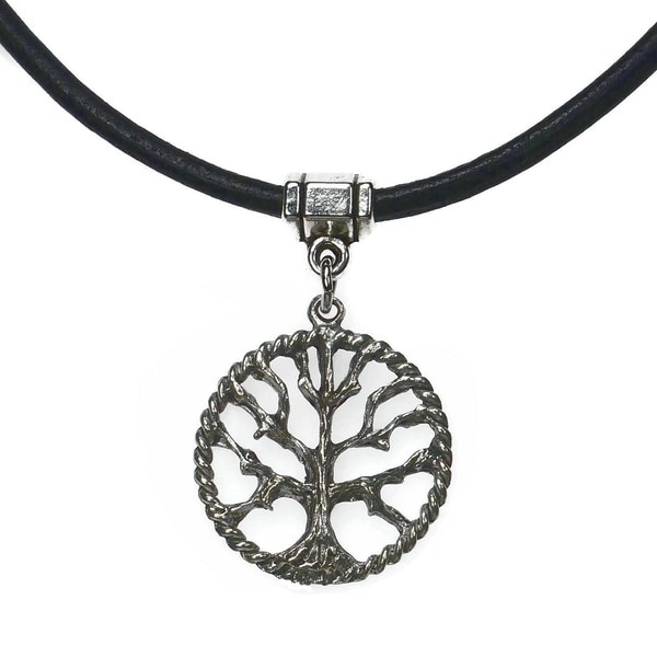 Handmade Jewelry by Dawn Tree Of Life Leather Necklace (USA)