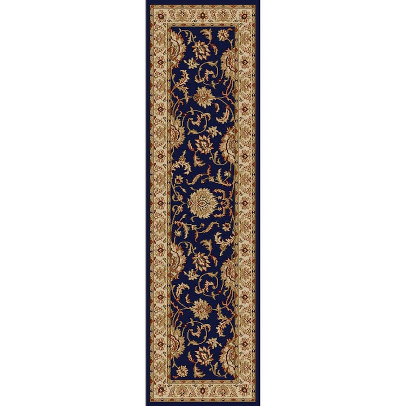 Admire Home Living Amalfi Traditional Floral Scroll Pattern Area Rug - 2'2" x 7'7" Runner/Surplus - Navy