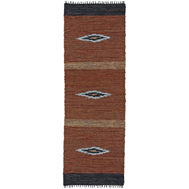 Hand Woven Matador Diamonds Leather Runner (26 X 12)