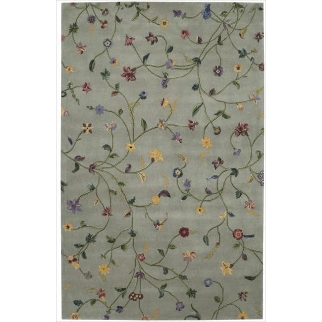 Nourison Hand tufted Julian Light Green Wool Rug (53 X 83)