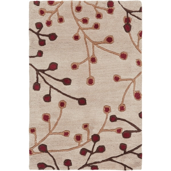 slide 2 of 13, Sakura Handmade Transitional Floral Wool Area Rug 2' x 3'/Surplus - Burgundy - Runner/Rectangle