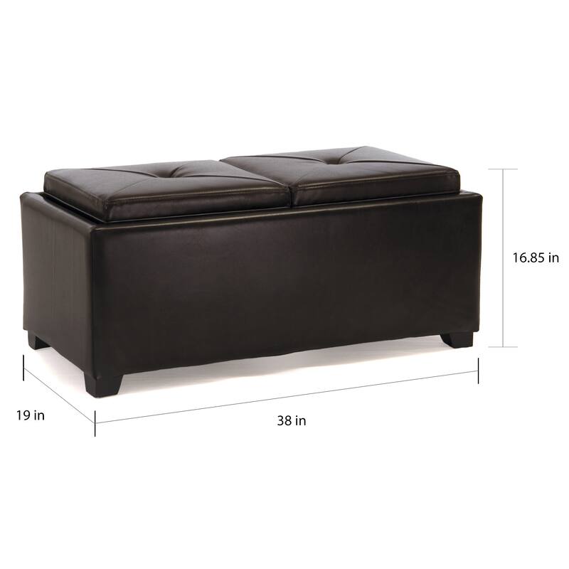 Maxwell Brown Bonded Leather Double Tray Ottoman by Christopher Knight Home