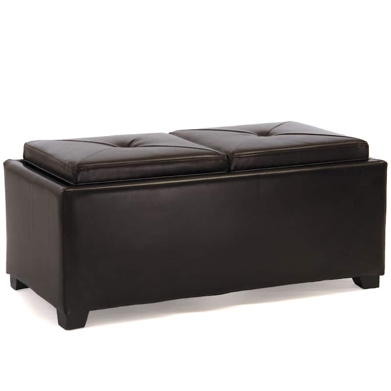 Maxwell Bonded Leather Double Tray Ottoman by Christopher Knight Home ...