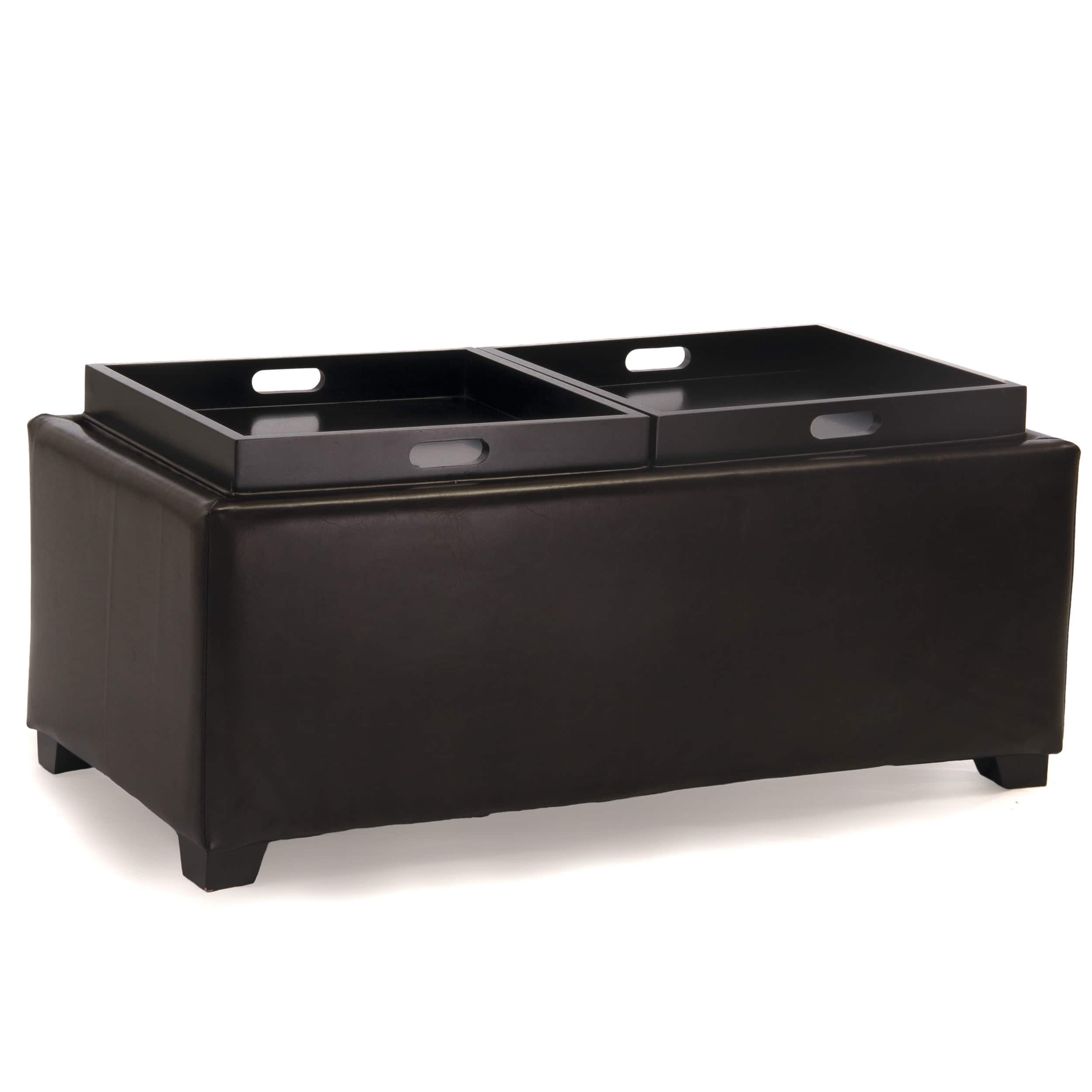Maxwell Bonded Leather Double Tray Ottoman by Christopher Knight Home ...