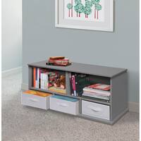 Badger Basket Metal and Bamboo Multi-Bin Storage Cubby - Charcoal