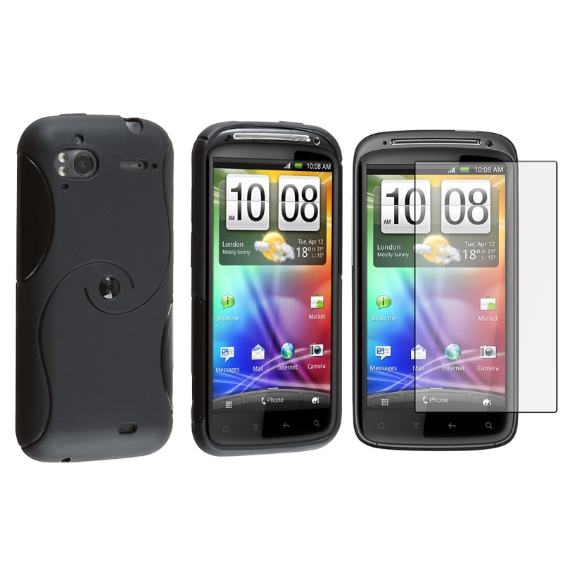 INSTEN Black S Shape Hybrid Phone Case Cover/ Protector for HTC Sensation 4G/ Z710E