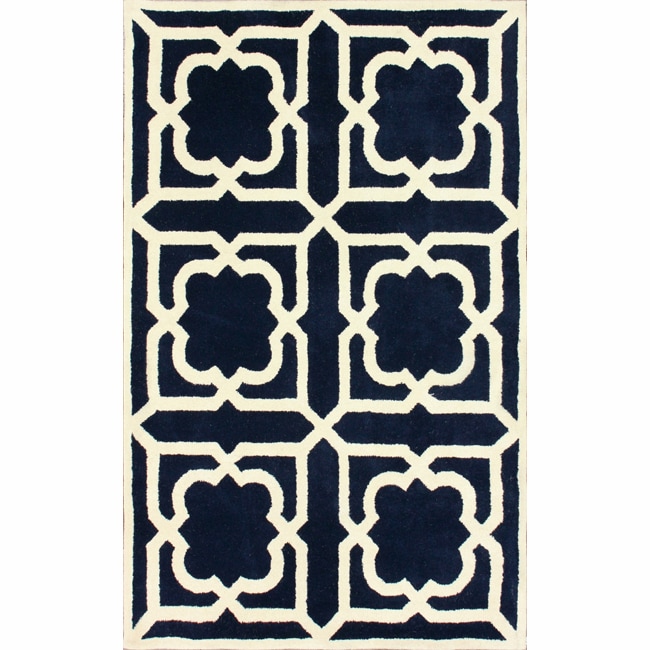 Nuloom Handmade Moroccan Trellis Navy Wool Rug (76 X 96)