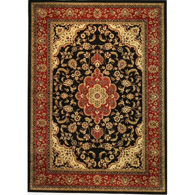 Medallion Traditional Black Rug (93 X 126)