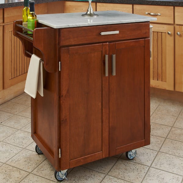 Oak Finish Marble Top Cuisine Cart - Bed Bath & Beyond - 7022577