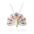 DB Designs Tri-color Gold over Silver 1/10ct TDW Red Diamond Peacock Necklace