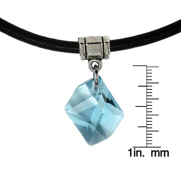 on Black Cord March Aquamarine Crystal Heart Birthstone Pewter Pendant on Black Cord March Aquamarine Crystal Heart Birthstone Pewter Pendant