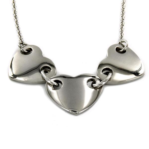ELYA Stainless Steel Three Piece Heart Linked Necklace