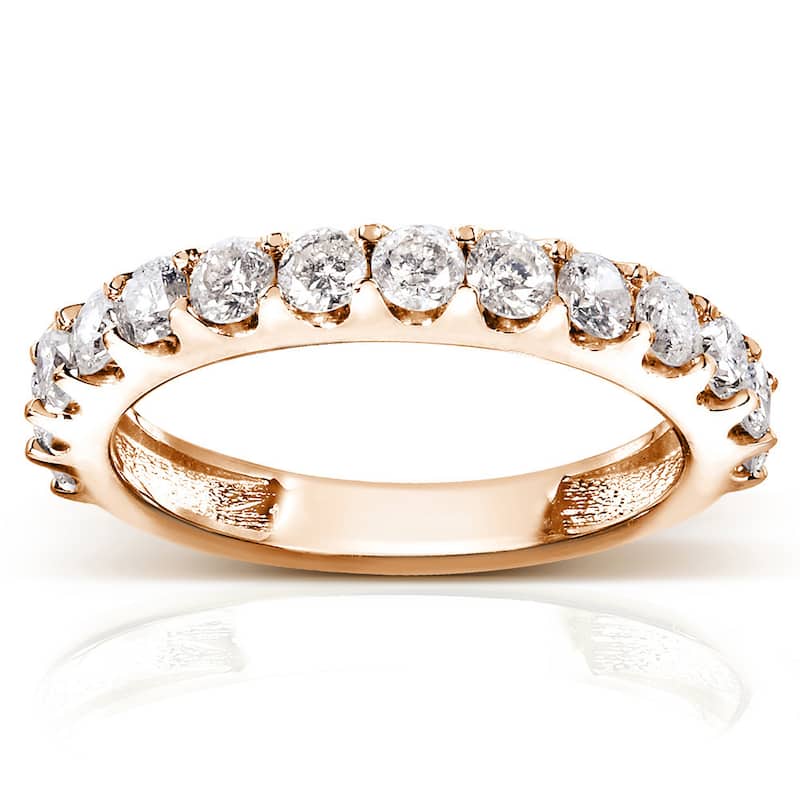 Annello by Kobelli 14k Gold 1ct TDW Diamond Semi-eternity Wedding Band - 4 - Rose
