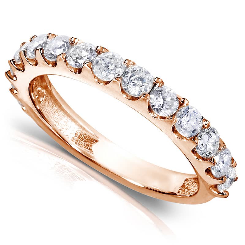 Annello by Kobelli 14k Gold 1ct TDW Diamond Semi-eternity Wedding Band