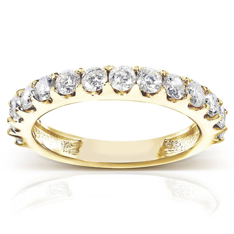 Annello by Kobelli 14k Gold 1ct TDW Diamond Semi-eternity Wedding Band - 4 - Yellow