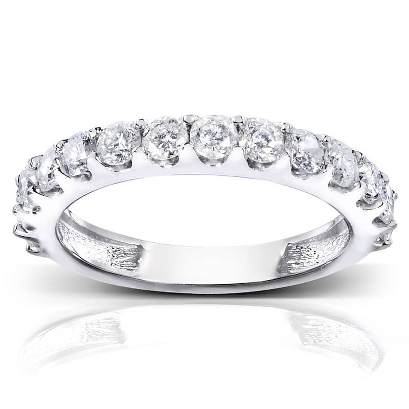 Annello by Kobelli 14k Gold 1ct TDW Diamond Semi-eternity Wedding Band - 4 - White