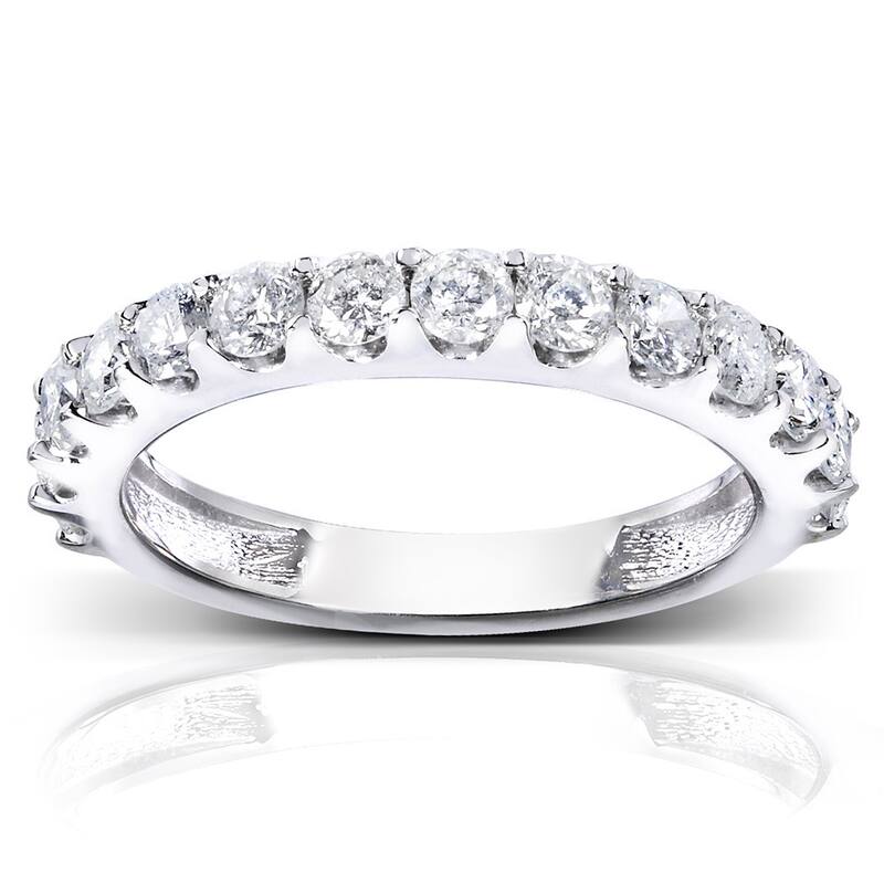 Kobelli 1 Carat Natural Diamond Solid 14k Gold 3mm Half Eternity Lorraine Ring - 5.5 - White